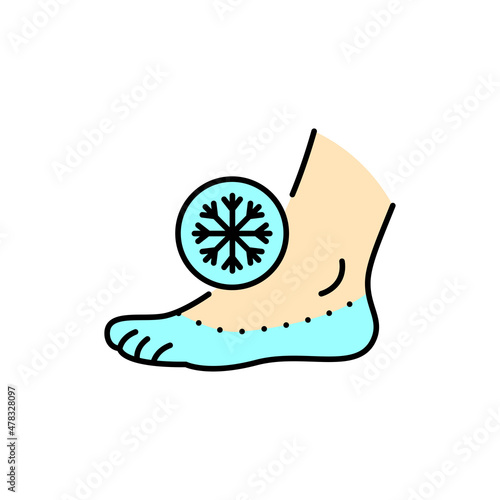 Cold feet color line icon. Human diseases.