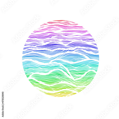Rainbow sea graphic logo. vector illustration
