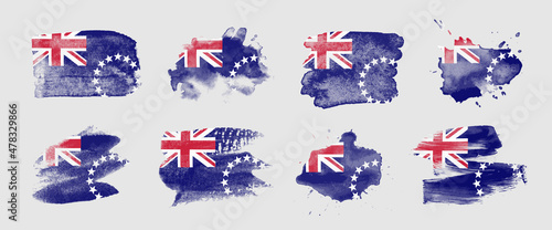 Obraz na płótnie Painted flag of the Cook Islands in various brushstroke styles.