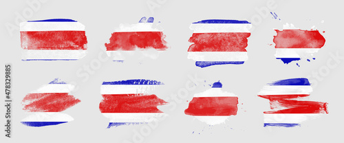 Painted flag of Costa Rica in various brushstroke styles. photo