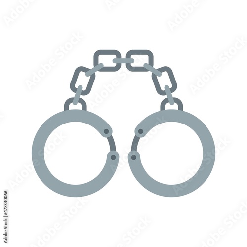 Prison handcuffs icon flat isolated vector