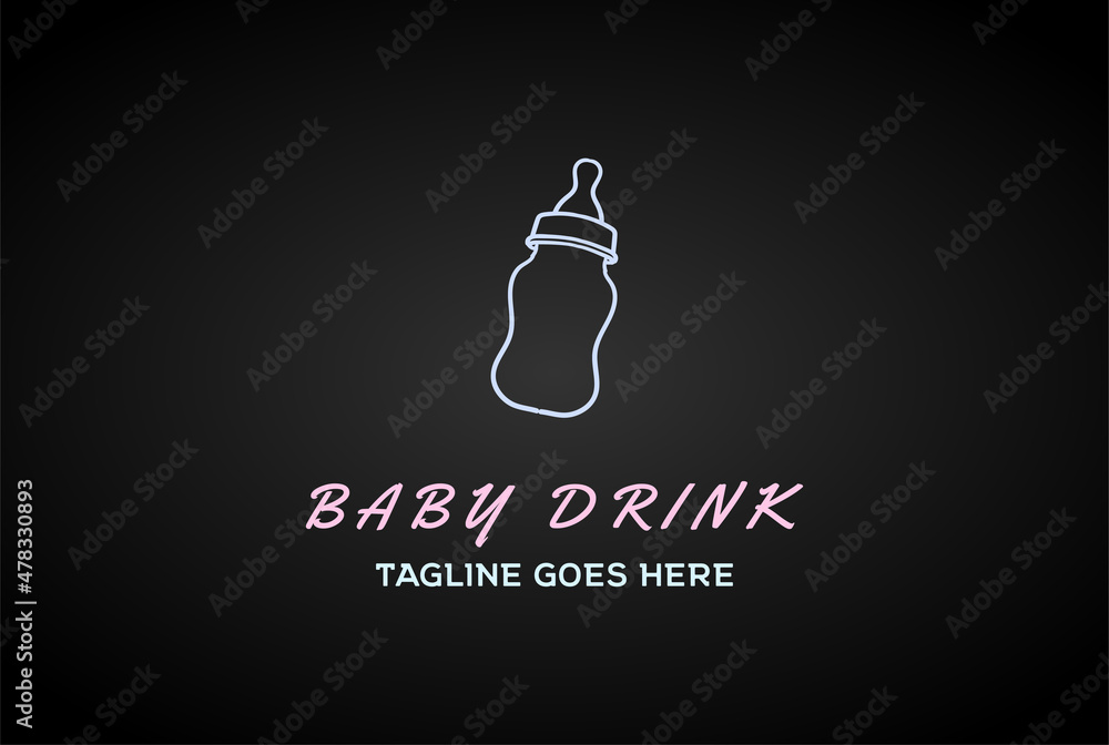 Simple Minimalist Baby Milk Bottle Pacifier Logo Design Simple Minimalist Baby Milk Bottle Pacifier Logo Design