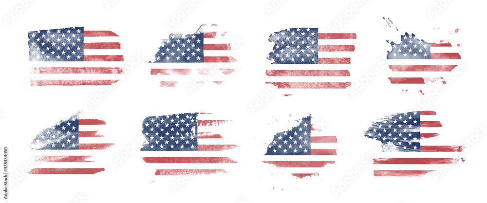 Painted flag of the United States of America in various brushstroke styles. Painted flag of the United States of America in various brushstroke styles.