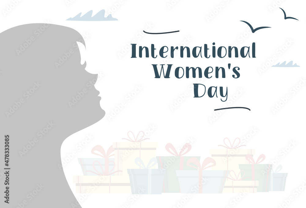Poster international womans day. Vector image in modern style on white background Poster international womans day. Vector image in modern style on white background