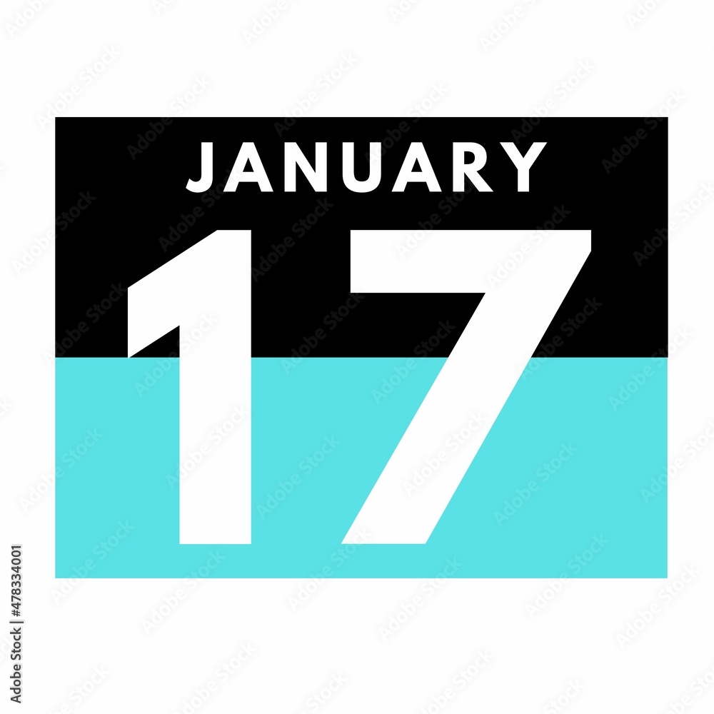 Fototapeta premium January 17 . Flat daily calendar icon .date ,day, month .calendar for the month of January