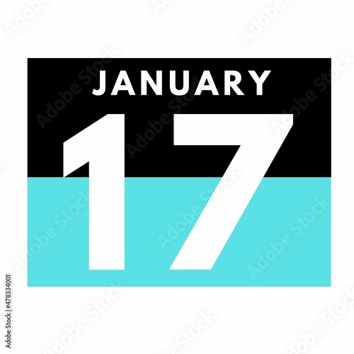 January 17 . Flat daily calendar icon .date ,day, month .calendar for the month of January