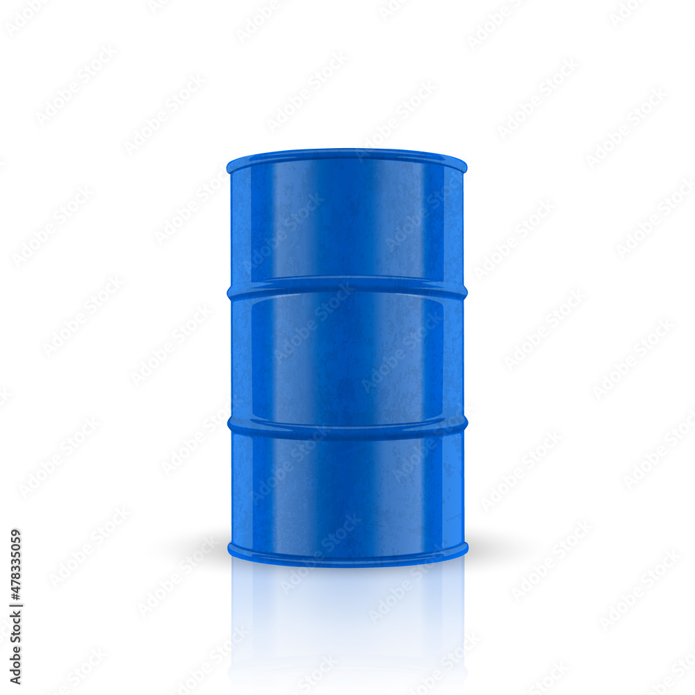 Vector 3d Barrel of Oil. Blue Steel Simple Glossy Metal Enamel Barrel. Fuel, Gasoline, Oil Barrel Icon Isolated. Design Template for Mockup. Front View Vector 3d Barrel of Oil. Blue Steel Simple Glossy Metal Enamel Barrel. Fuel, Gasoline, Oil Barrel Icon Isolated. Design Template for Mockup. Front View