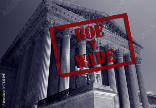 Roe V Wade stamp with the United States Supreme Court in background