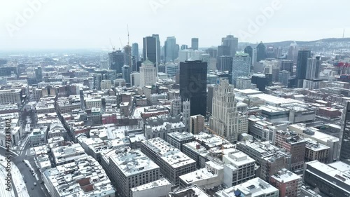 View on Montreal City building in winter