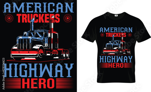American truckers highway hero t-shirt design