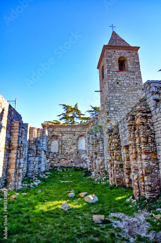 The ruins of an ancient church in Pignola, a medieval village in the Basilicata region, Italy.