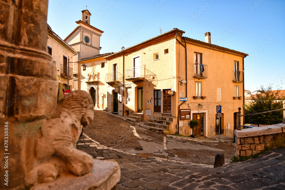 A small square of Pignola, medieval village in Basilicata region, Italy.