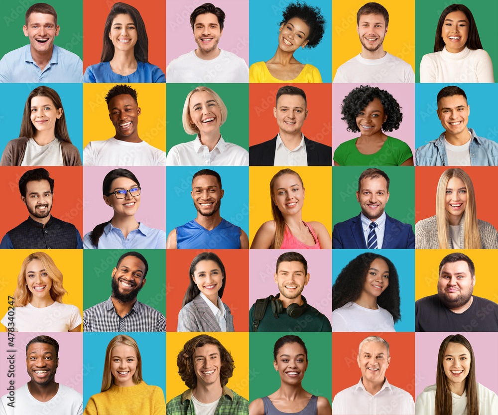 Positive men and women of various nationalities and generations, set Positive men and women of various nationalities and generations, set