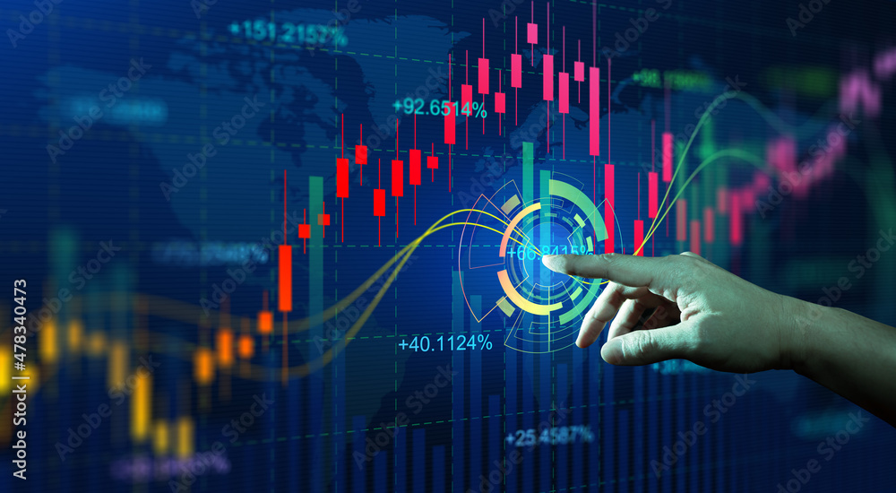 Businessman finger touch symbol stock graph and chart with business  candlestick. Online trading, Investment, Strategy market plan, and Stock  market fluctuations Concept. Stock Photo | Adobe Stock