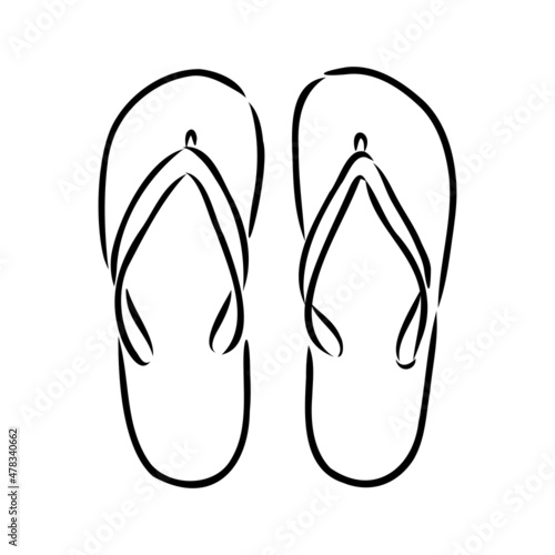 slates flip flops shoes accessories vector illustration hand-drawn doodle sketch separately on a white background sea ocean travel vacation holidays abstraction stylization summer