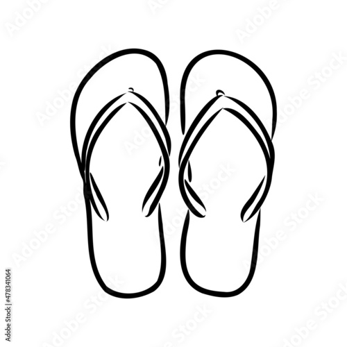 slates flip flops shoes accessories vector illustration hand-drawn doodle sketch separately on a white background sea ocean travel vacation holidays abstraction stylization summer
