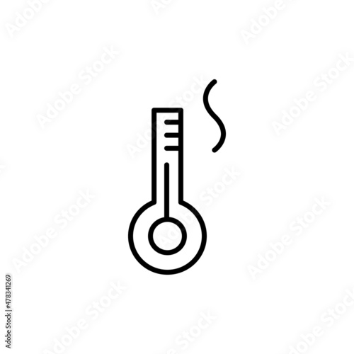 Thermometer black line icon. Temperature scale symbol. Trendy flat isolated on white, outline image, sign used for: illustration, logo, mobile, app, design, web, dev, ui, ux, gui. Vector EPS 10