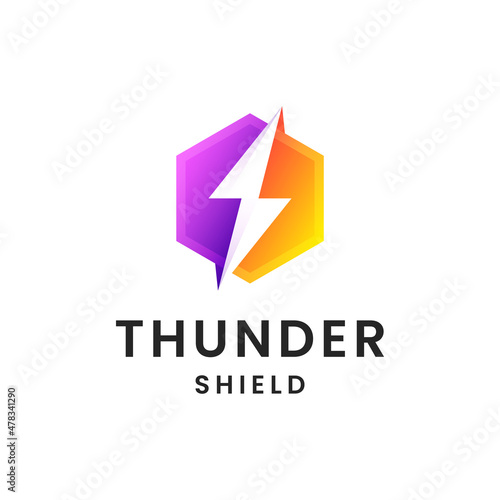 Free Download Thunder Shield logo design ready to use Premium Vector
 - GFXLoad