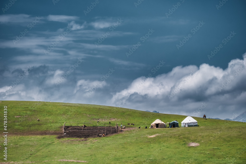 Traditional yurt in the mountains, Kyrgyztan