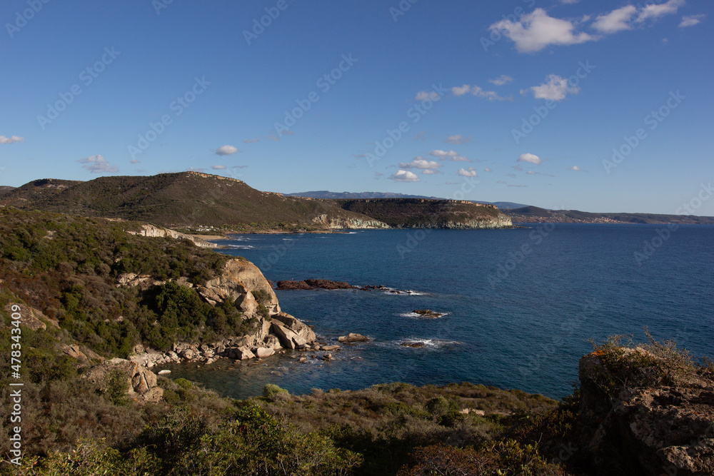 view of the coast of the sea in Sardegna Italy