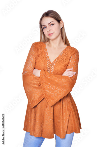 portrait of beautiful woman wearing casual clothing