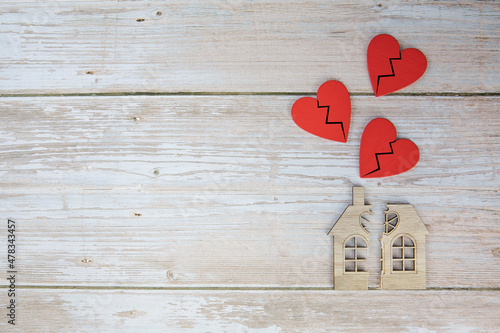 Photography Divorce, division of property, poverty and no money concept