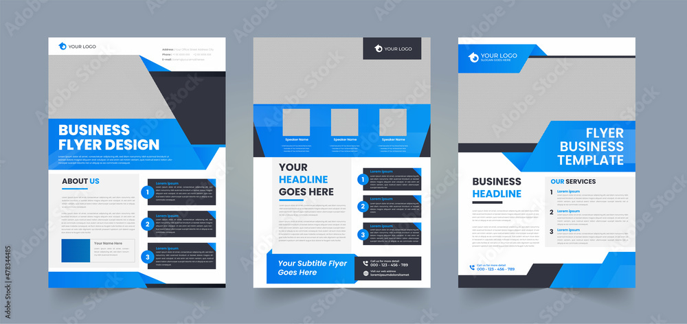 Corporate business poster or flyer pamphlet brochure design layout space  with editable photo background blue color flyer template for company report  introduction Stock Vector | Adobe Stock
