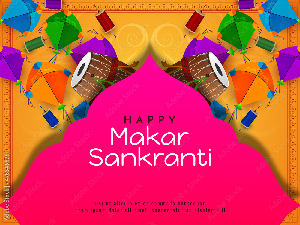 Makar Sankranti traditional Indian festival background design Stock Vector  | Adobe Stock
