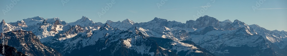 schweizer berge panorama - obrazy, fototapety, plakaty 