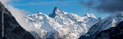 Fotografie, Obraz Ecrins National Park with panoramic winter view of The Olan Peak
