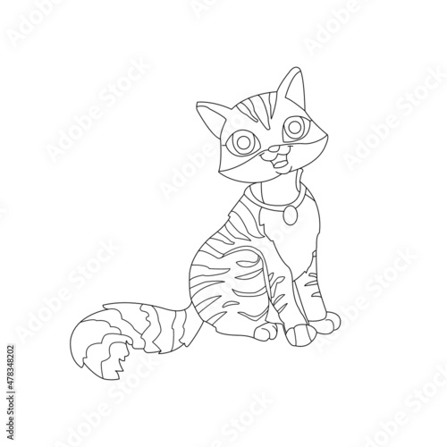 Kitty Cat outline coloring page for kids