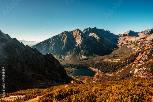 Hiking Popradske lake to Ostrva peak , very popular hiking destination in High Tatras National park, Slovakia nature photo