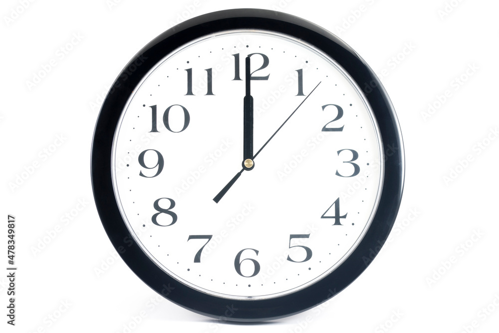 Black classic clock on isolated white background. Black classic clock on isolated white background.
