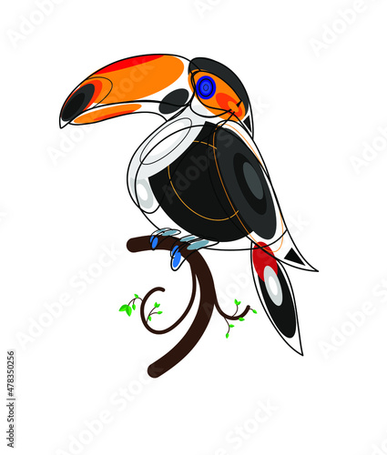 vector conceptual art toucan geometric design