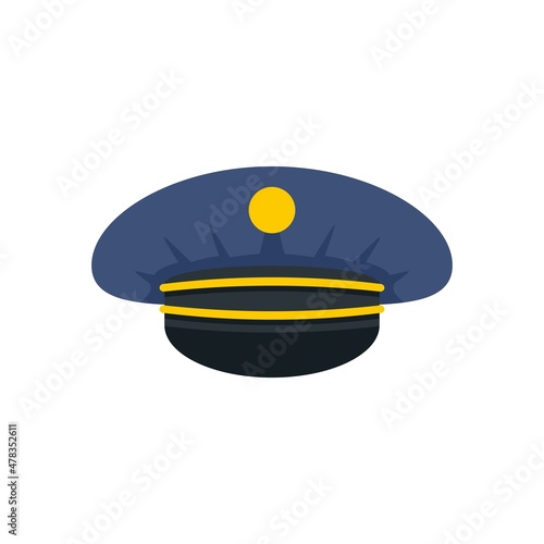 Electric train driver cap icon flat isolated vector