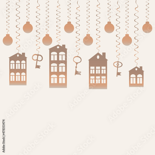 advertising banner or postcard - housewarming, sale or rental of housing on a turnkey basis. Apartments or houses