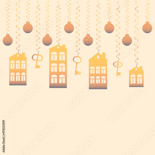 advertising banner or postcard - housewarming, sale or rental of housing on a turnkey basis. Apartments or houses