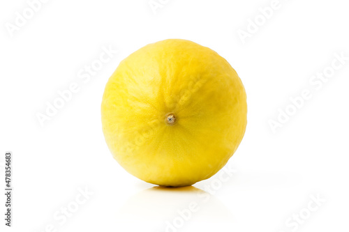 Fresh yellow melon isolated on white background      
