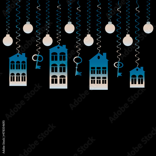 advertising banner or postcard - housewarming, sale or rental of housing on a turnkey basis. Apartments or houses