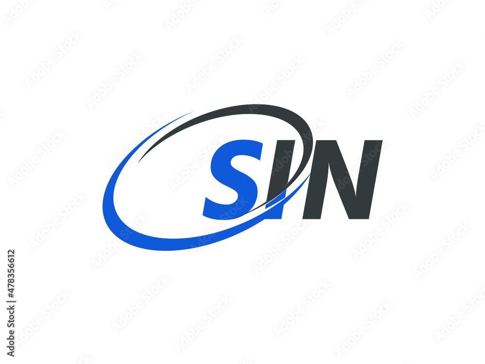 SIN letter creative modern elegant swoosh logo design SIN letter creative modern elegant swoosh logo design