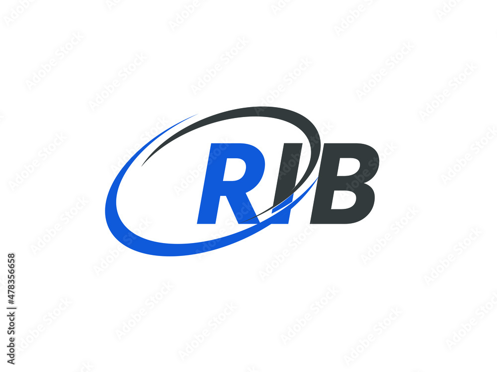 RIB letter creative modern elegant swoosh logo design RIB letter creative modern elegant swoosh logo design