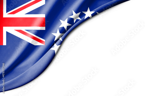 Cook Islands flag. 3d illustration. with white background space for text.