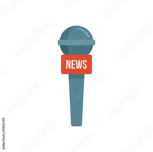 Tv news microphone icon flat isolated vector