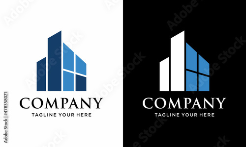 Building and Windows logo design template elements. Windows icon design. Perfect for business and real estate isolated on white and black background.