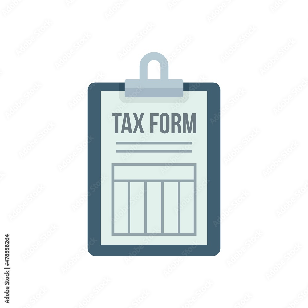 Tax form clipboard icon flat isolated vector Tax form clipboard icon flat isolated vector