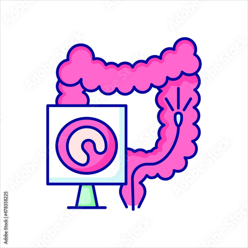 camera, colonoscopy, proctoscopy, color icon