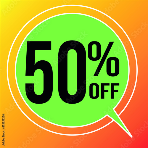 50 Percent Off Sales Green Balloon and Background Warm Colors