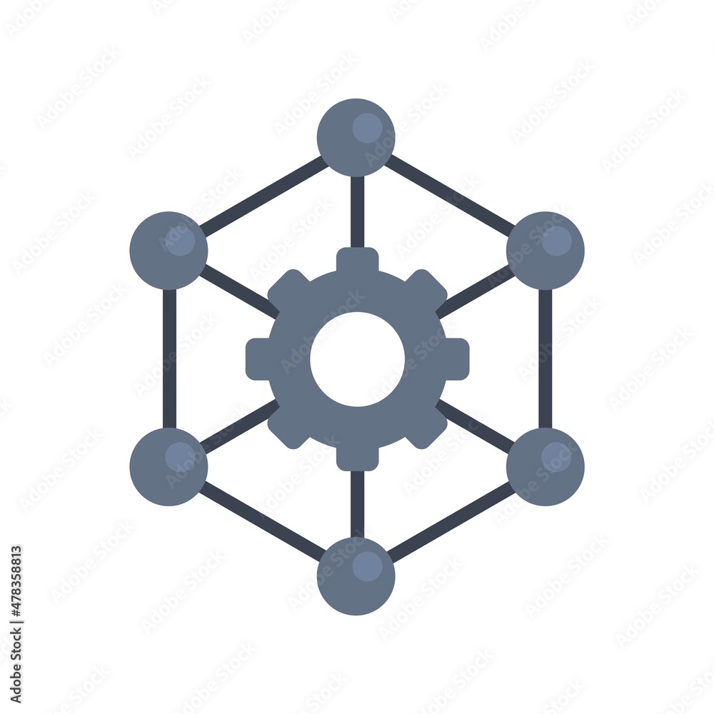 Nanotechnology gear structure icon flat isolated vector Nanotechnology gear structure icon flat isolated vector