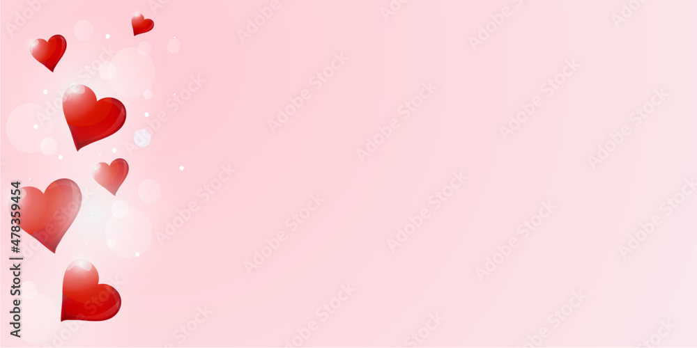 Pink banner Valentine's Day background with pink hearts on a pink background. Vector illustration. Cute cute love banner or greeting card.Place for text