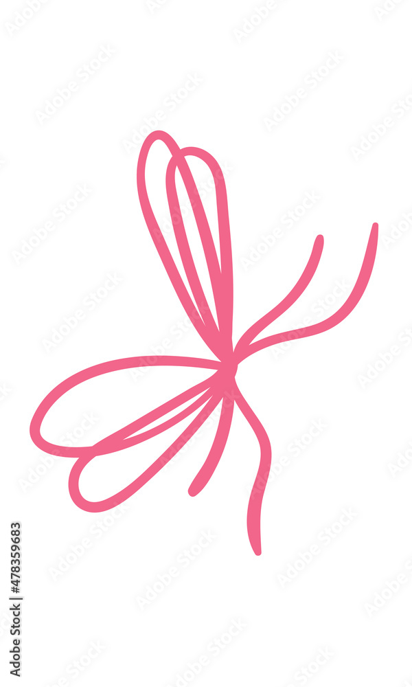 Pink string bow. Clipart. Isolated element of decor on a white background. . Pink string bow. Clipart. Isolated element of decor on a white background. .